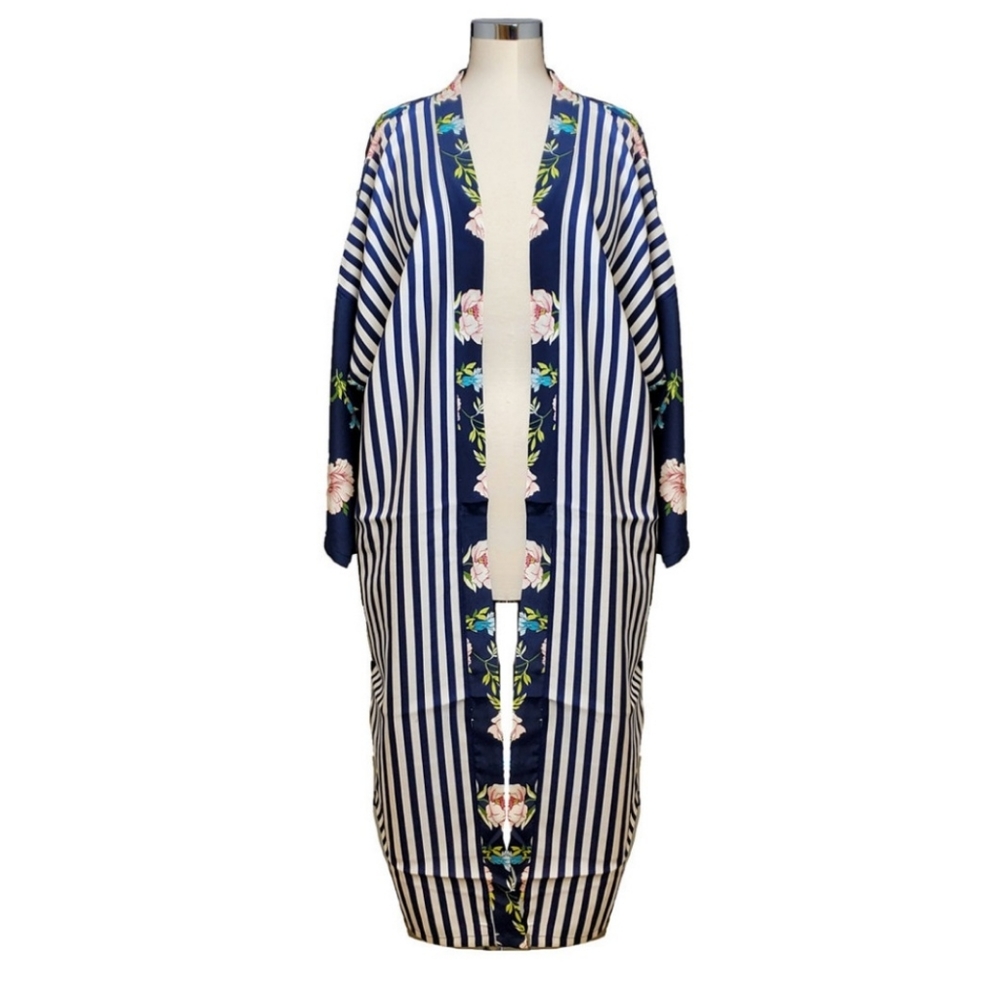 MARCUS ADLER Striped Floral KIMONO O/S NWOT